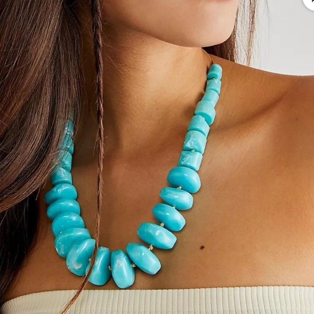 Free People Turquoise Beaded Statement Necklace - NWOT